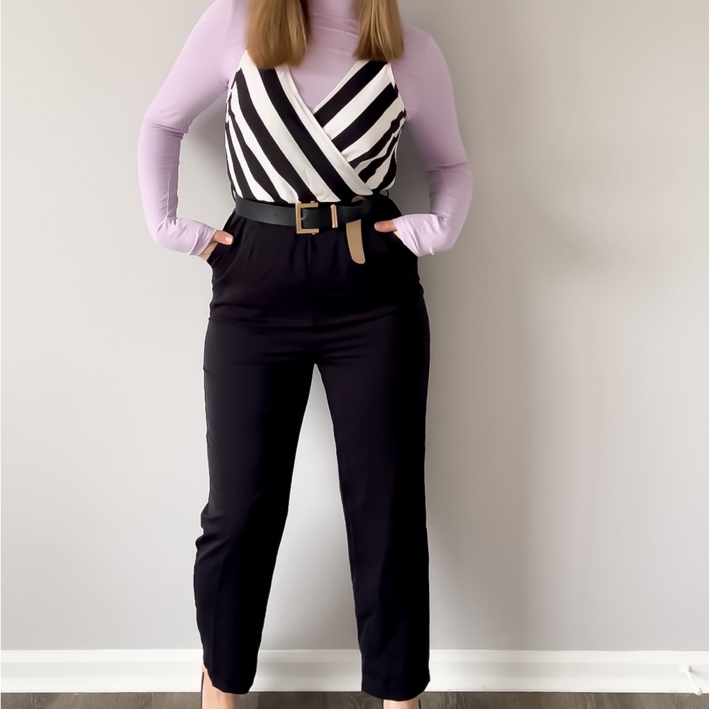 Black and white pocket jumpsuit
